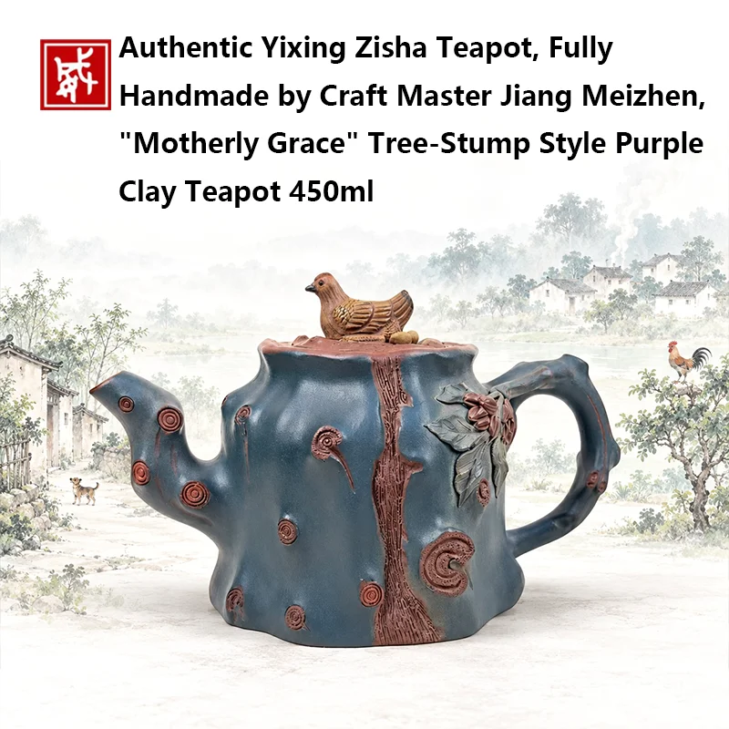 Authentic Yixing Zisha Teapot, Fully Handmade by Craft Master Jiang Meizhen, 
