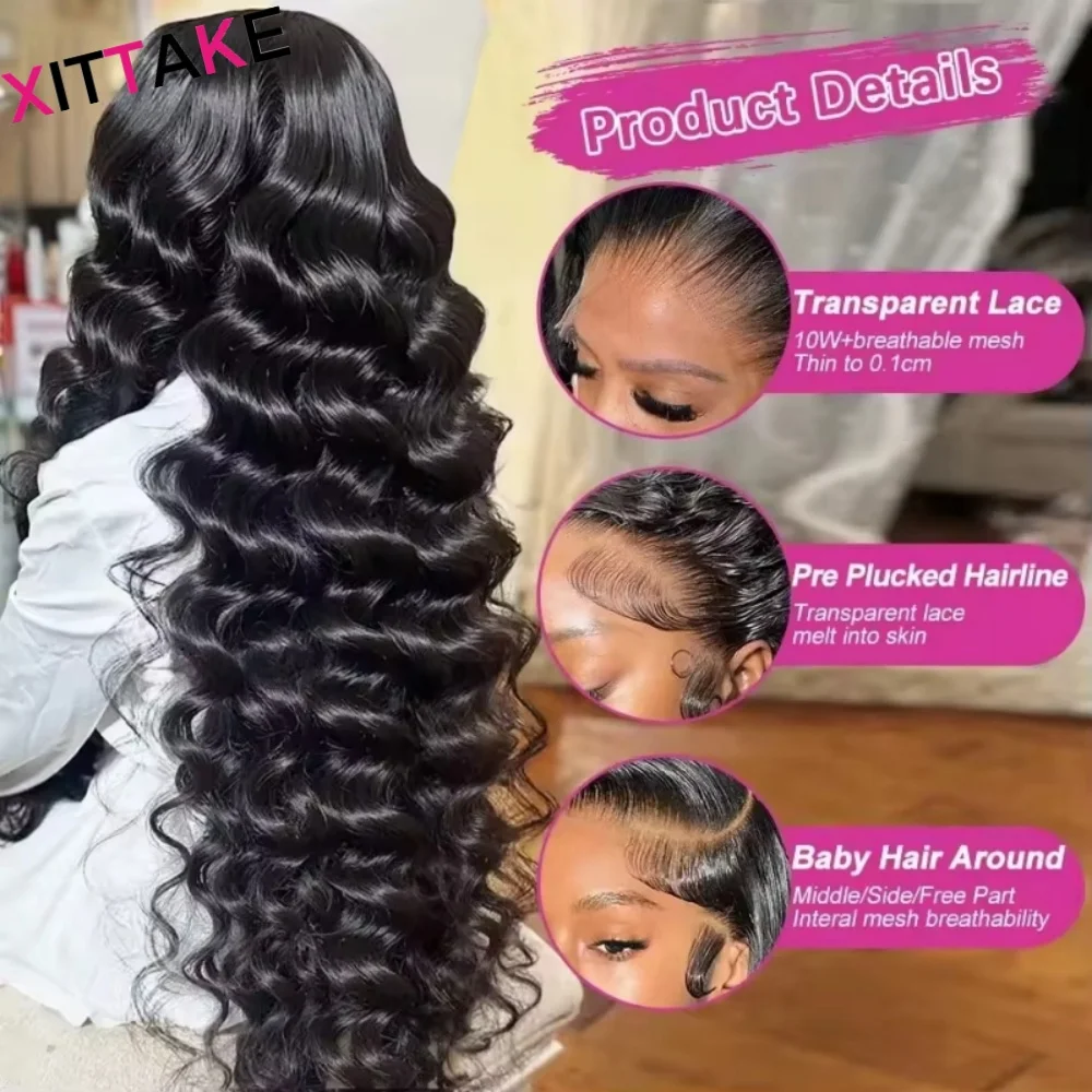 Deep Wave Lace Front Human Hair Wigs 13x4 Glueless Human Hair Wigs Natural Color 13x6 HD Transparent Lace Frontal Wigs For Women