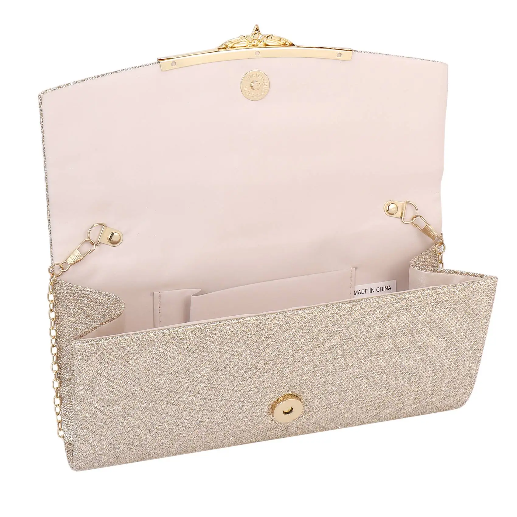 FZFZ 여성 이브닝 백 파티 연회 반짝이 가방 여성용 웨딩 클러치 핸드백 체인 숄더 백(샴페인)