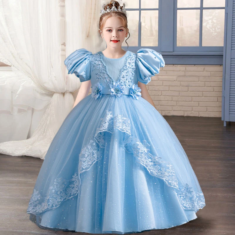 New Baby Dress Bubble Sleeves Lace Birthday Party Girl Princess Dress Wedding Dress Fashion Party Elegant Girl Dress Dress