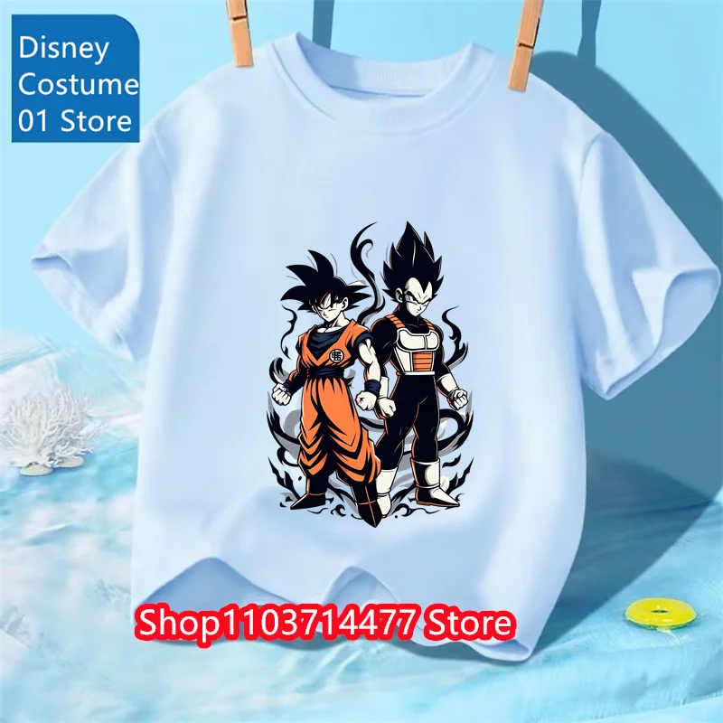 

2026 Dragon-ball Summer Tshirt Cartoon Casual 3-14 Years Boys Goku Short-sleeved Girls T-shirt Kids Teen Clothes Girls Clothes