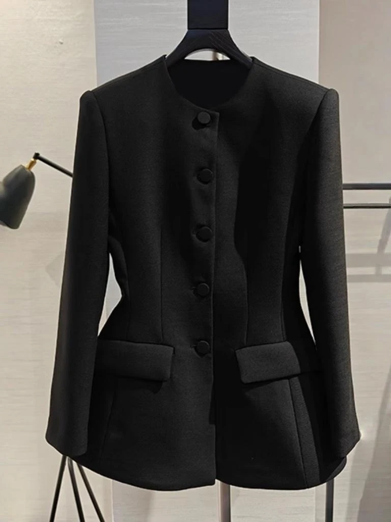 

Bla round Ne Waist-Cinching Suit Jaet Women's Ele Simple High-End Feelings Skirt Suit Outerwear Spring 2025