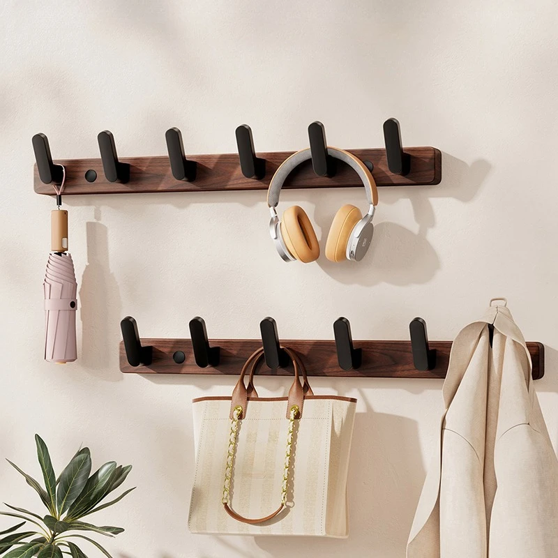 Walnut Wood Hook Wall-mounted Clothes Hook Backs Doors Wall-mounted Hooks Hanging Clothes Entryway Bathroom Wardrobe Coat Rack