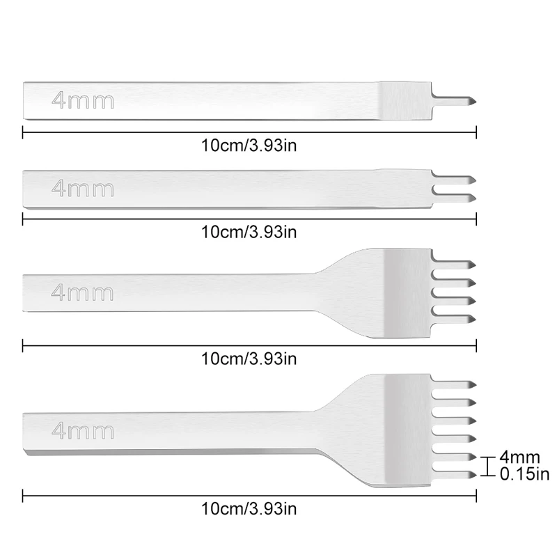 Fenrry – jeu de poinçons d\'espacement 3/4/5/6mm pour trous de cuir, outil de laçage, couture, bricolage, outils d\'artisanat du cuir 1/2/4/6