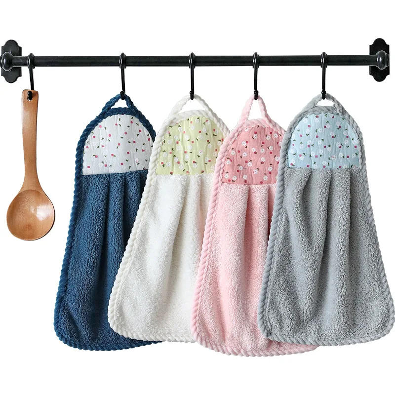 Coral Fleece Hand Towel Quick-dry Absorbent Washcloth Washing Dishes Rag Household Cleaning Towels Kitchen Cloths Scouring Pad