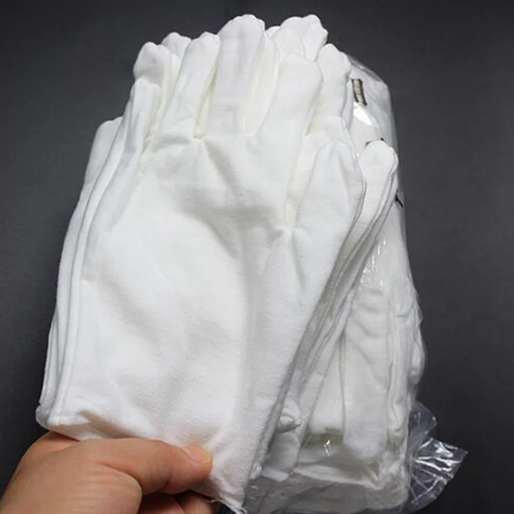 1 Pairs New Full Finger Men Women Etiquette White Cotton Gloves Waiters/Drivers/Jewelry/Workers Mittens Sweat Absorption Gloves