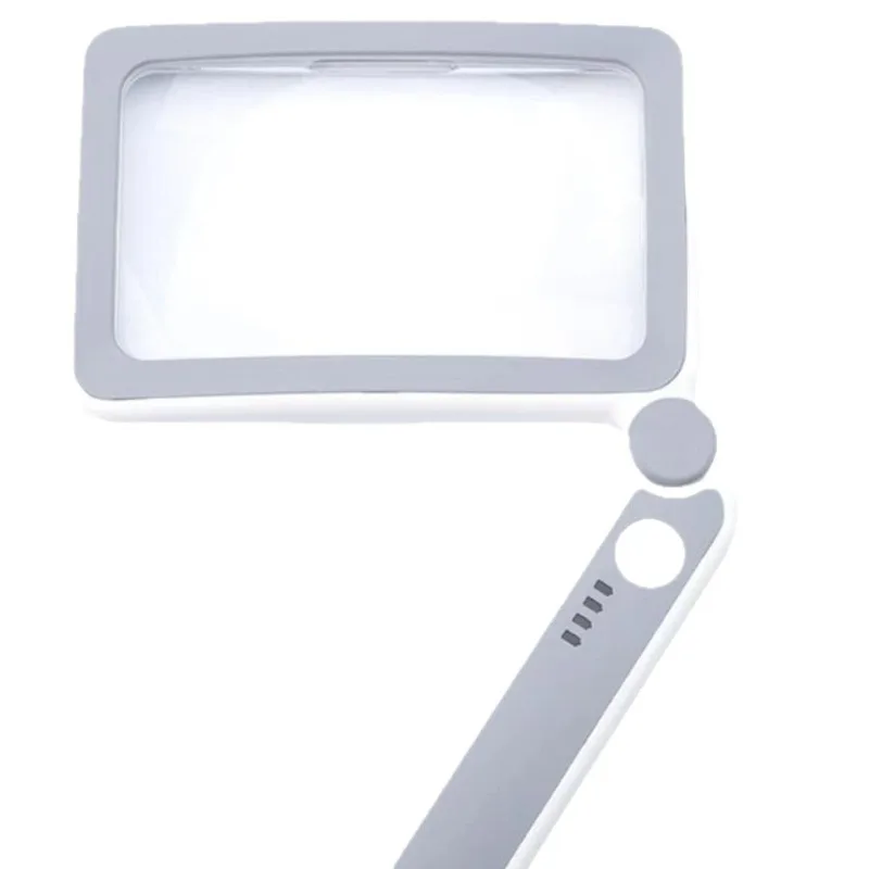 High definition hand-held folding portable elderly reading magnifying glass with light