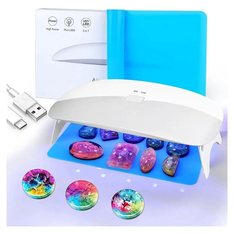 SEWS-5X Resin UV Lamp, 48W Fast Curing UV/LED Resin Lamp With 30Pcs Dual Lightsource Lamp Beads For UV Resin Kit
