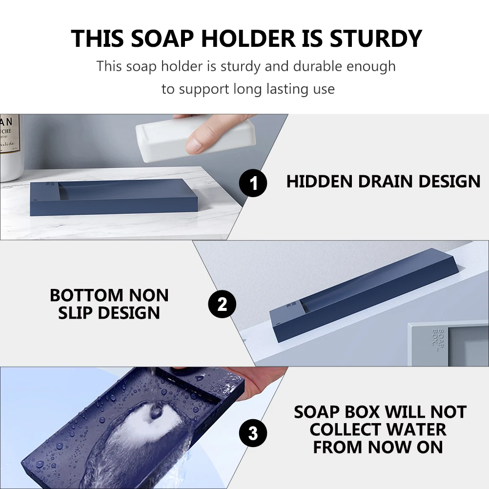 

2pcs Soap Box Bathroom Nail free Holder Valet Tray Creative Toilet Hidden Drain TPR Material Non slip Bottom Sturdy