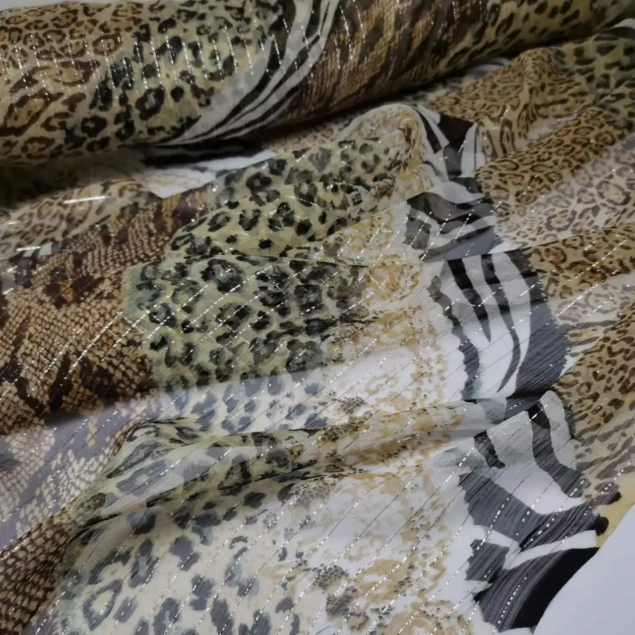 Big Deal Silk Fabric Animal Skin Pattern Fabric By Meter Silk Chiffon for Dress Scarf Material