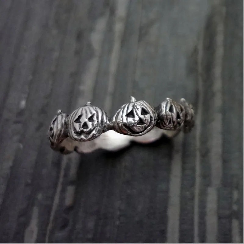 Halloween Goth Rings Creative Punk Halloween Pumpkin Stacking Rings Cool and Fun Jewelry For Halloween Gifts Size 6-10