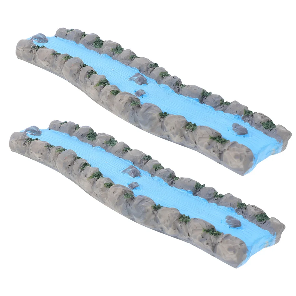 

2Pcs Resin Miniature River Sand Table Decoration Dollhouse Garden Water Feature Fairy Garden Stream Accessory Mini River Prop
