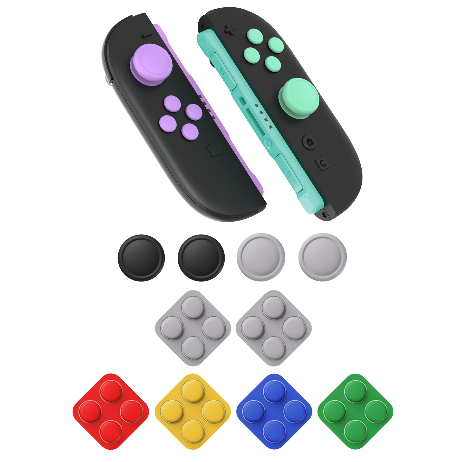 PlayVital Silicone Button Caps & Thumb Grips for Nintendo Switch 2, ABXY Directional Button Covers & Joystick Caps for Joycon 2