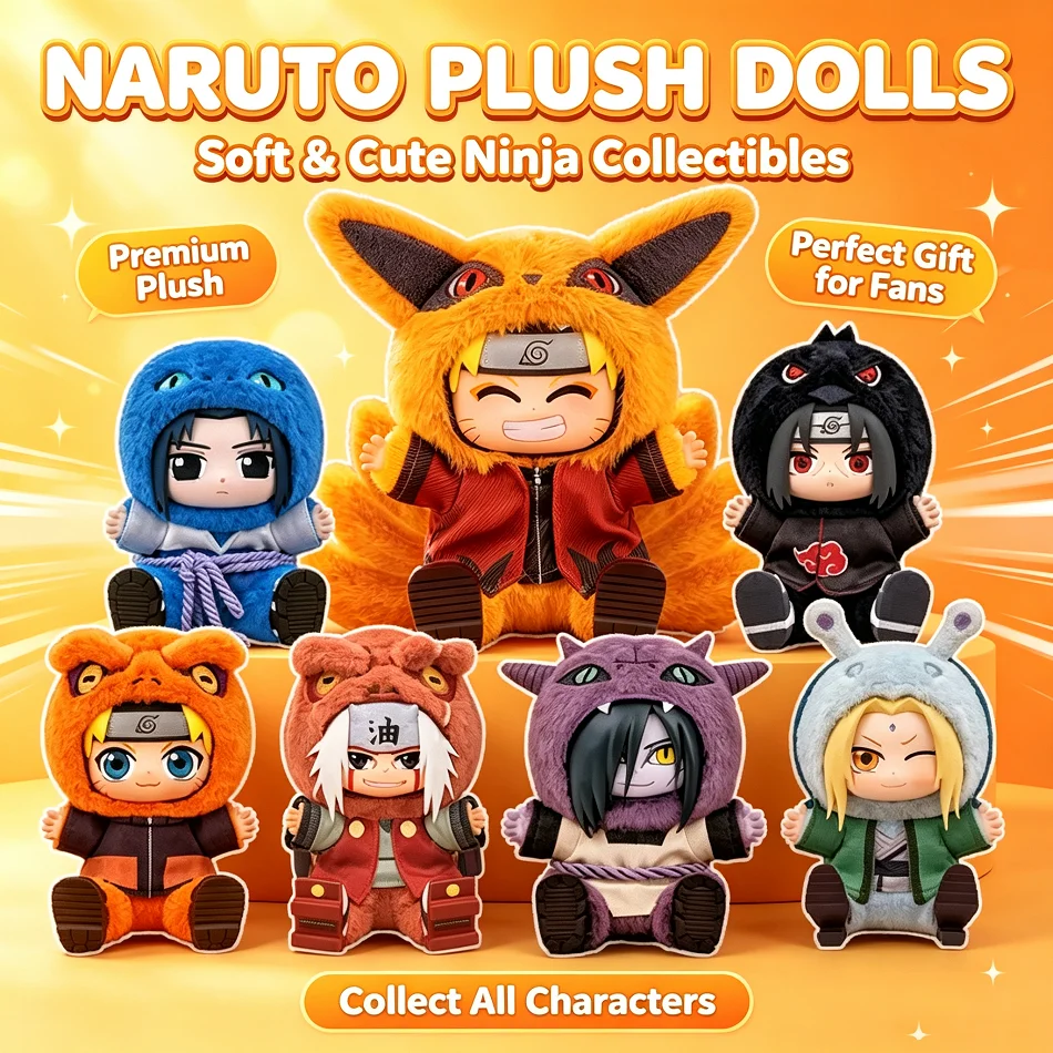 Naruto Shippuden Beast Party Series Vinyl Plush Blind Box Cute Anime Figure Uzumaki Naruto Pendants Bag Ornament Toys Doll Gifts