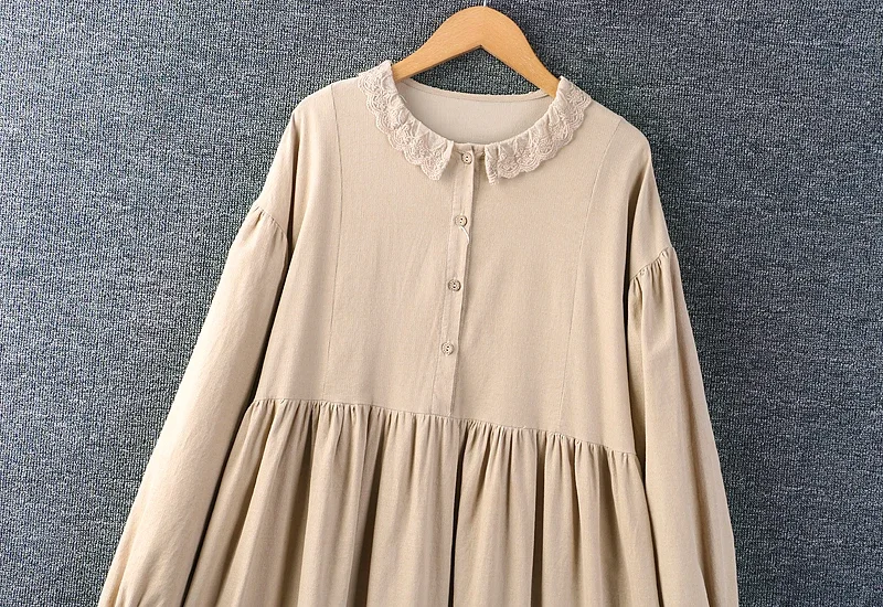 Vestido de pana de manga larga para mujer, informal, Midi, DD0904-8146, otoño