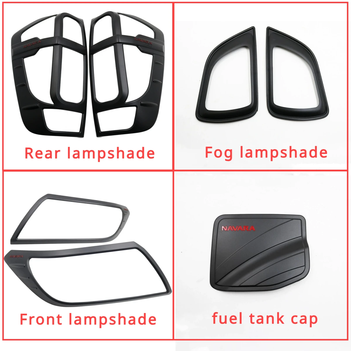 For Nissan Navara NP300 D23 Cover Handle Door Bowl Black Front and Rear Tail Light Protection Cover Fog Light Frame Fuel Tank