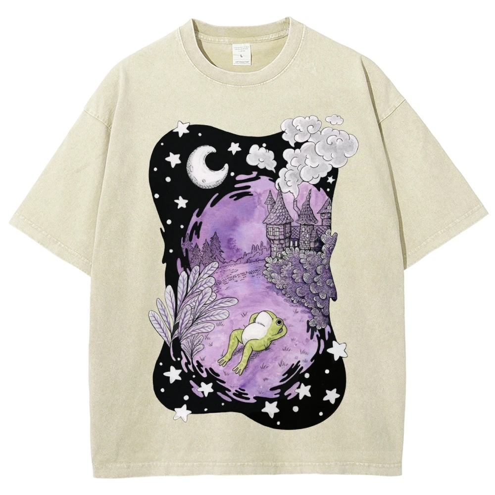 Cute Frog T-Shirt Women's Graphic Clothing Sales Unisex Oversized  y2k Clothes Shirts Women's Streetwear Shirt Vintage 90s Shirt