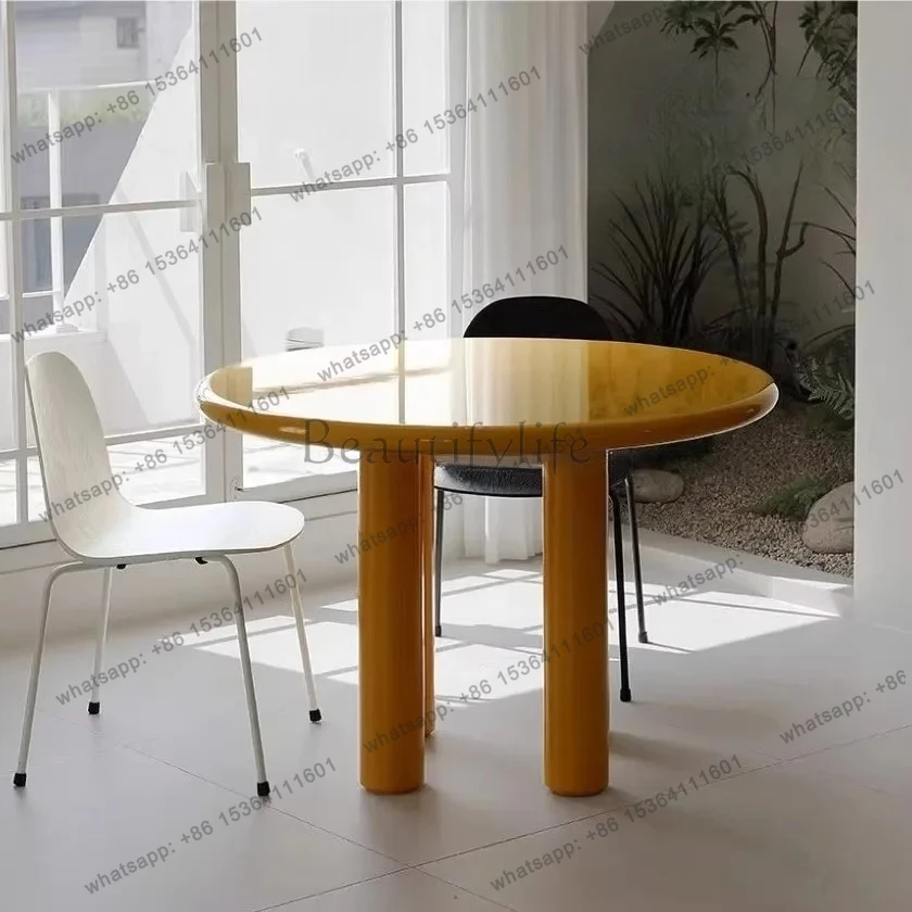Designer round table solid wood minimalist casual paint dining table home modern simple fashion high-end 1 pcs