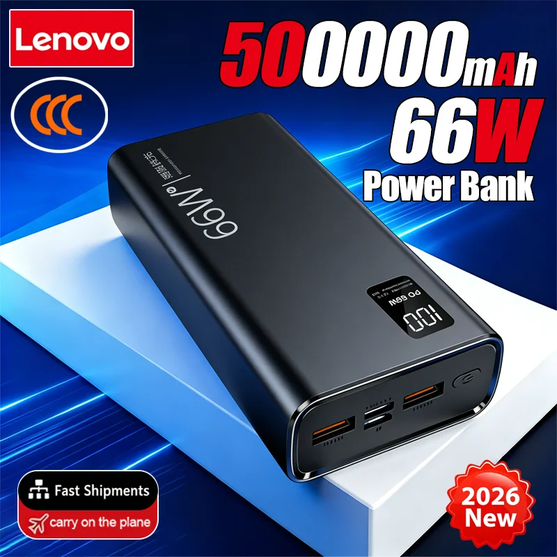 

Lenovo 200000mAh PD20W Portable Large Capacity Ultra Fast Charging Power Bank Digital Display External Battery For Iphone