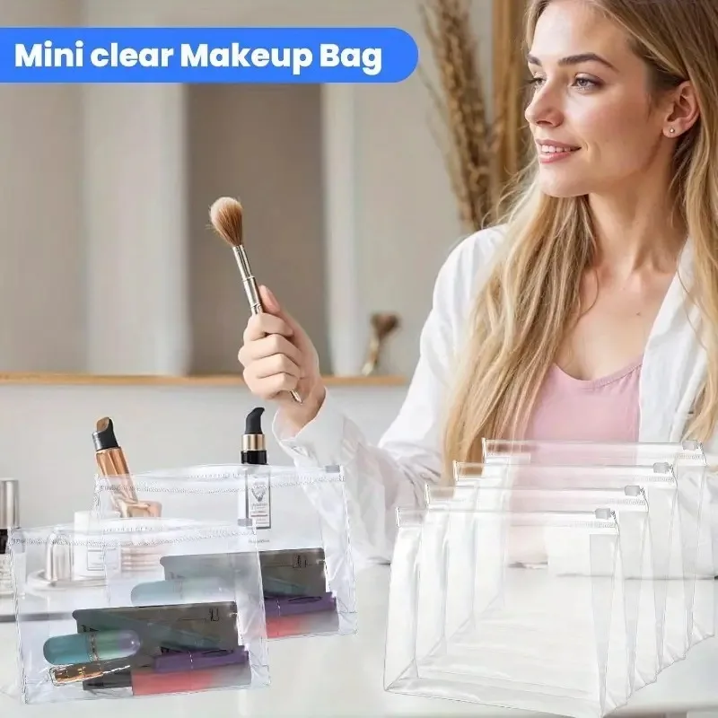 1-12 قطعة بولي كلوريد الفينيل الشفاف تخزين السفر المنظم واضح حقيبة مستحضرات تجميل التجميل حقيبة مستحضرات التجميل حقيبة أدوات الزينة غسل أكياس #4