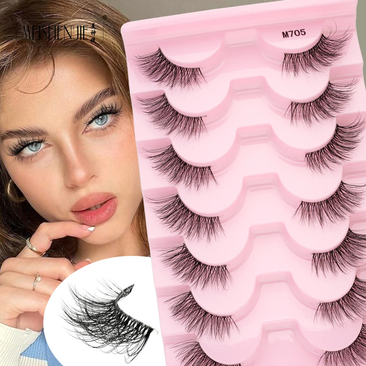 MEISHENJIE 3/7 paires de demi-Cils de chat doux 3D Cils de vison vaporeux moelleux à la main Faux Cils outil de maquillage réutilisable demi-Cils