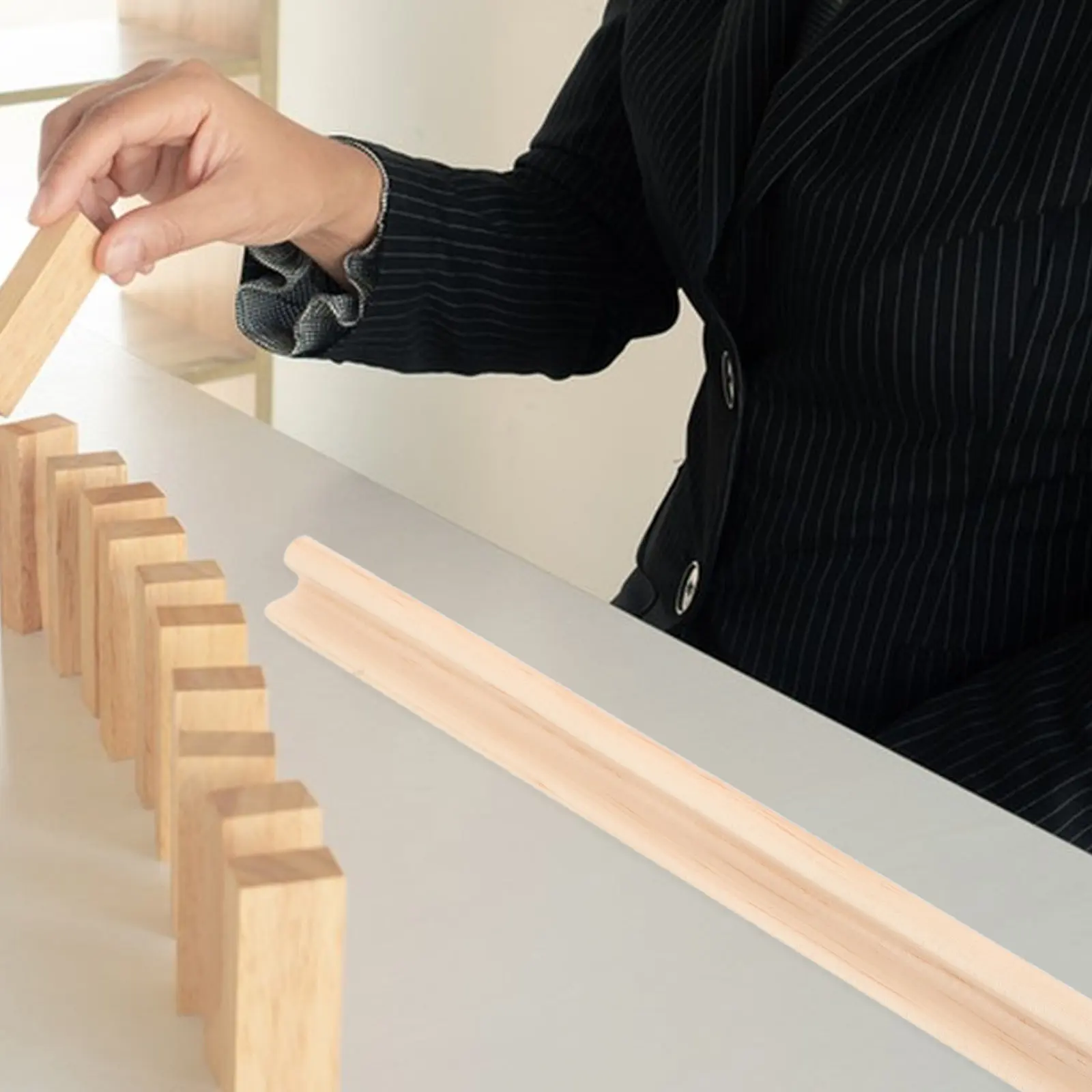 4 stuks houten tegelhouders domino trays onafgewerkt enkelvoudig mahjong Mexicaans treinspel 36cm tegel displayrek