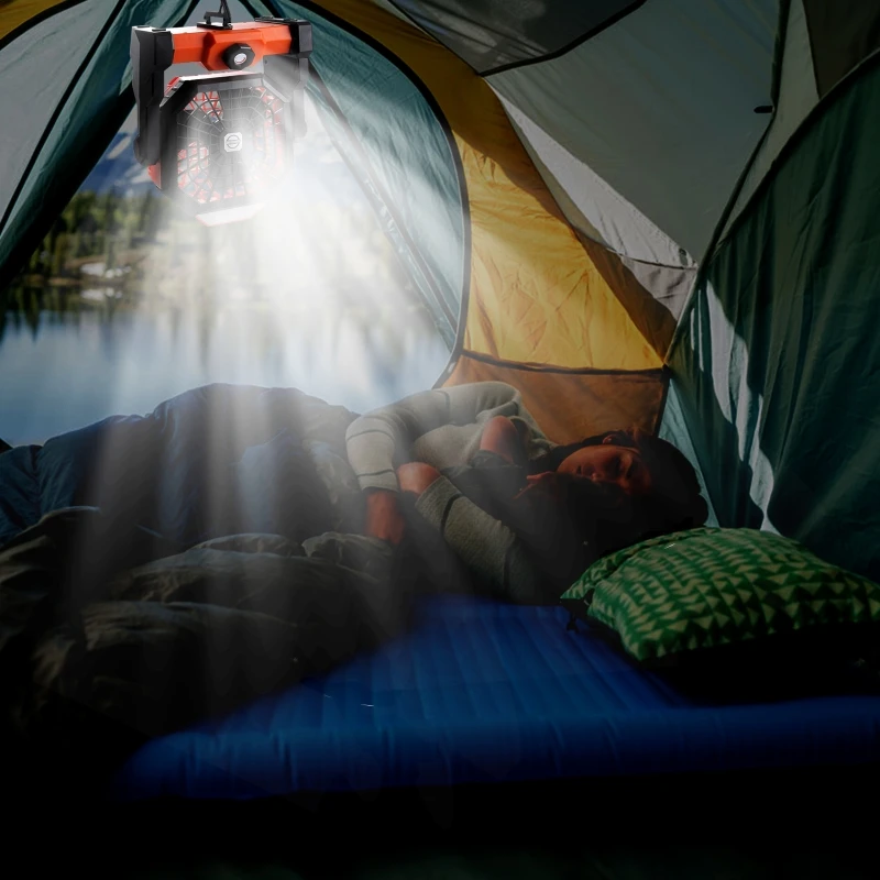 مروحة طاولة LED محمولة للنزهة والتخييم ومروحة تبريد شخصية خارجية منخفضة الضوضاء