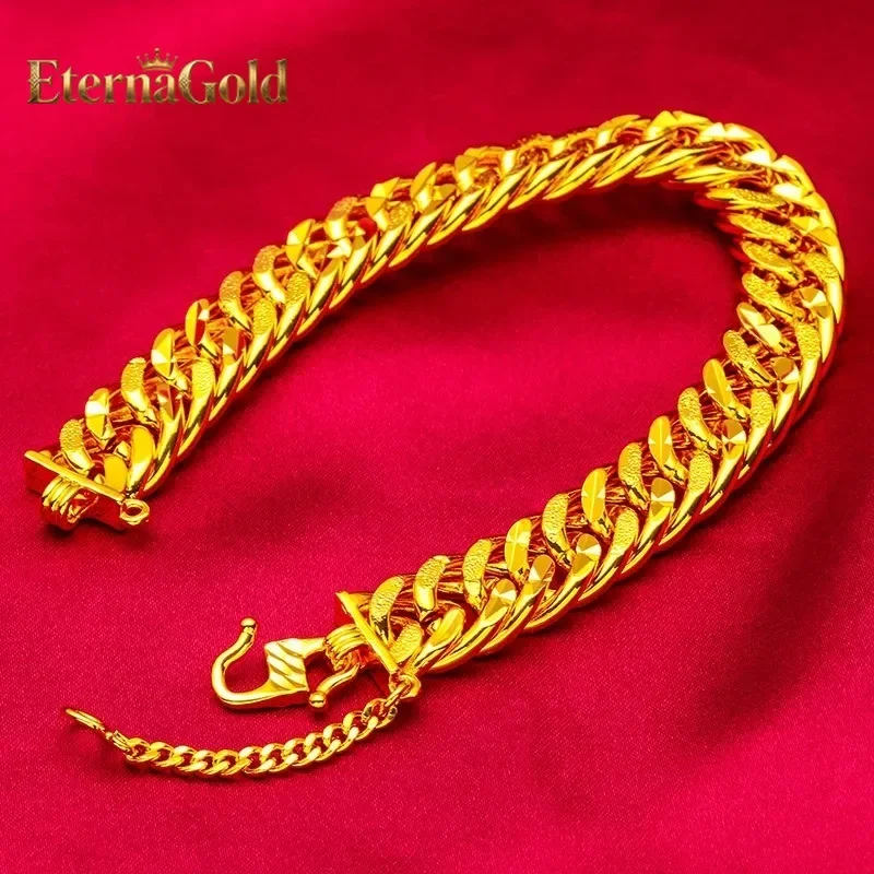 

EternaGold 24K Gold Engine-Turned Bracelet AU999 Pure Gold, 3D engine-turned patterns, rugged chain, exudes masculinity and soph