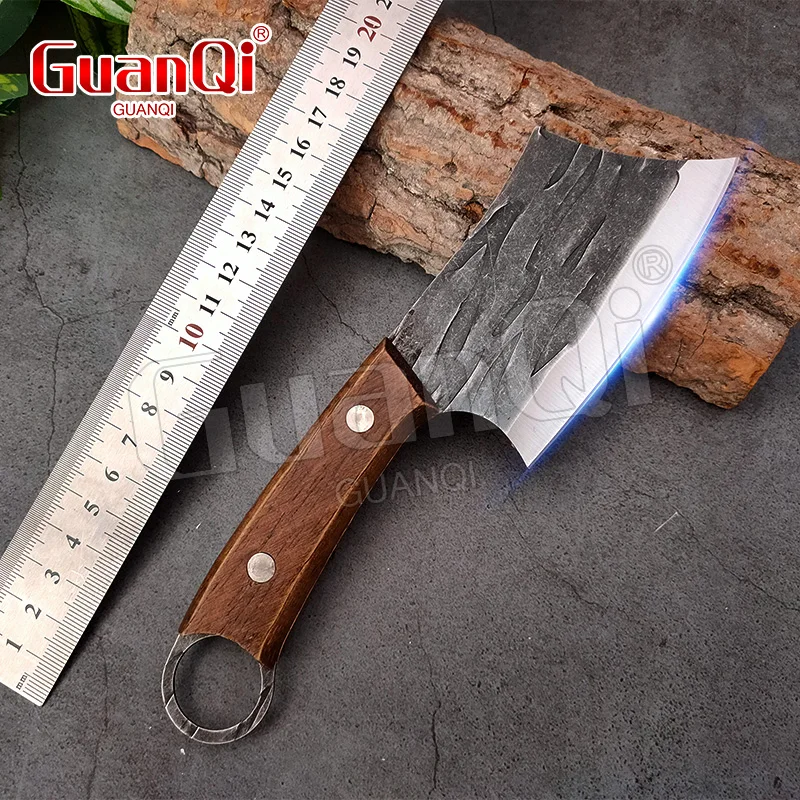 5Cr15 MoV Hand Forged Cleaver Knife Chinese Butcher Knife Cut Meat Vegetables Fish And Fruit Kitchen Knives With Wood Handle