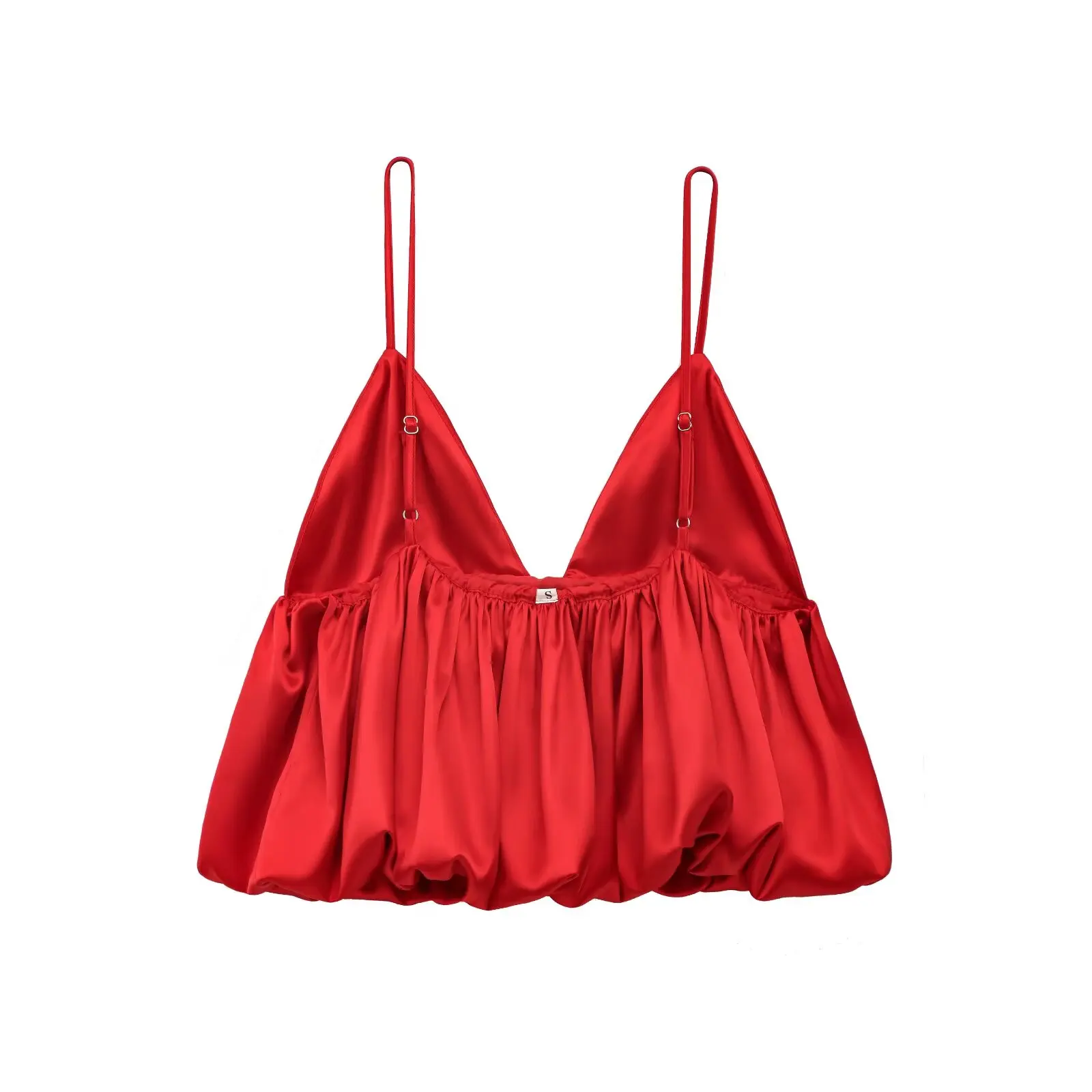 JNLEAOG Spring New Women's Faion Design Silk Satin Puffy Top 230865600 High Waist Silk Blend Polyester Summer Dr