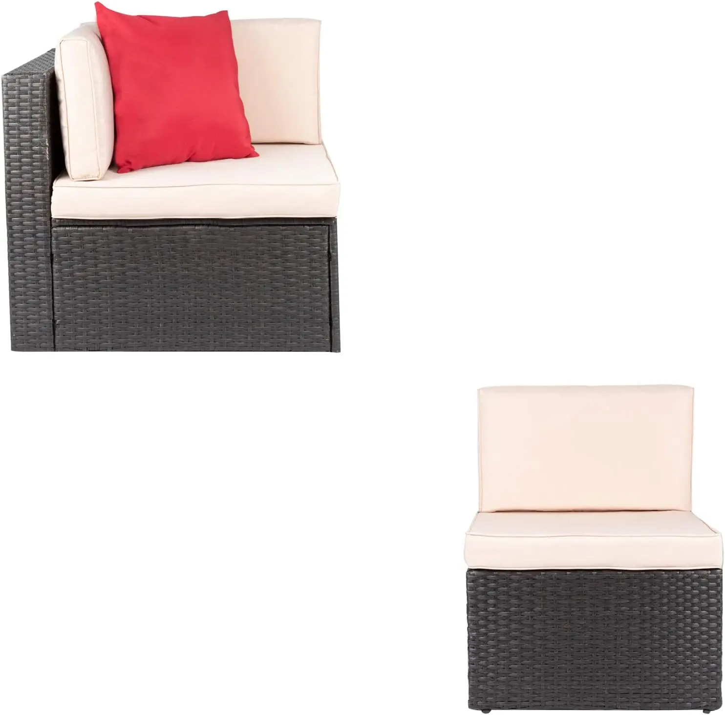 All Weather PE Rattan Wicker Loveseat, Sofá secional com almofadas, Mobiliário de pátio ao ar livre, Lawn Poolside Backyard Garden