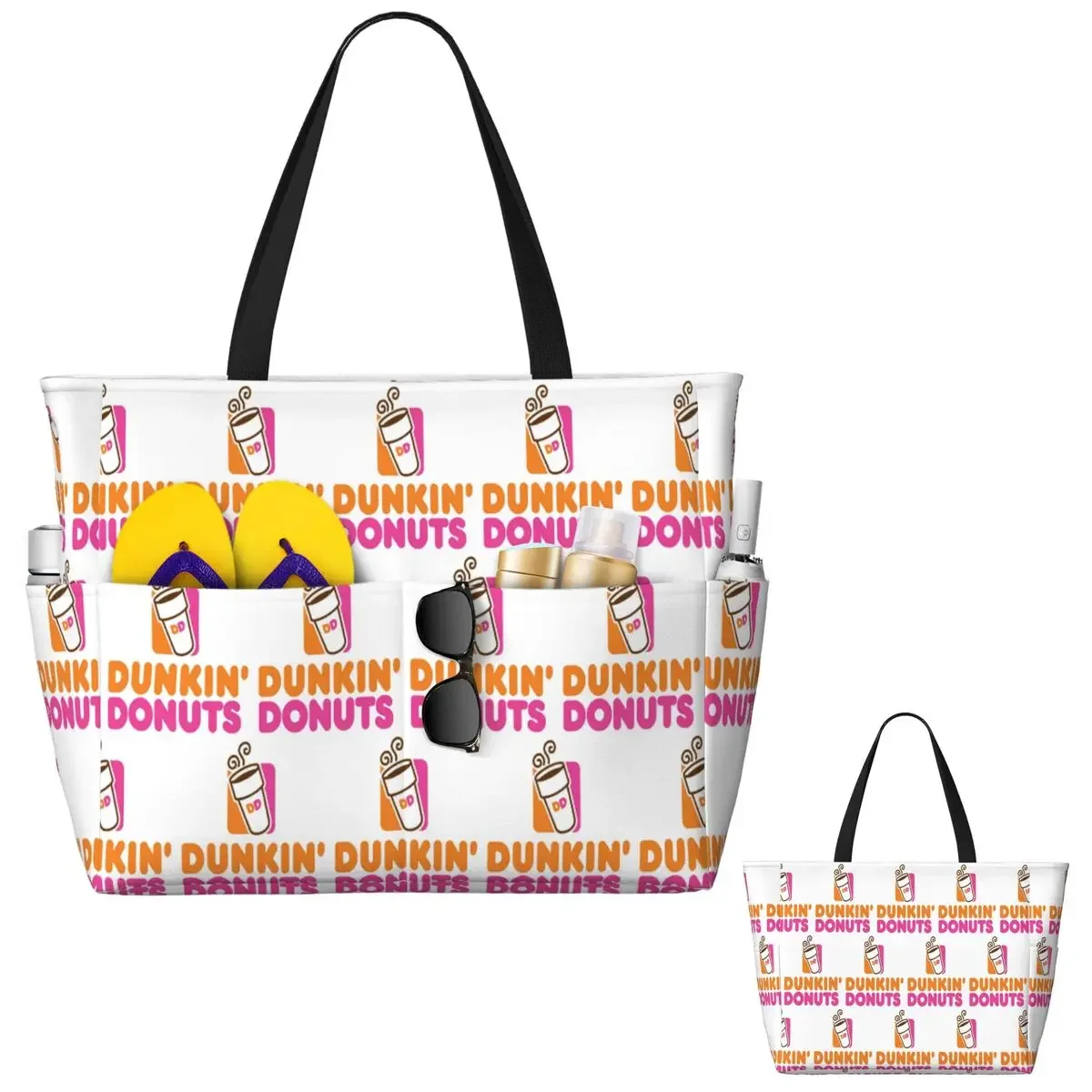 Dunkin Donuts Beach Tote Bag Sport Gym Yoga Duffle Large Tote Bag Women Travel Bag Fitness bag view 2
