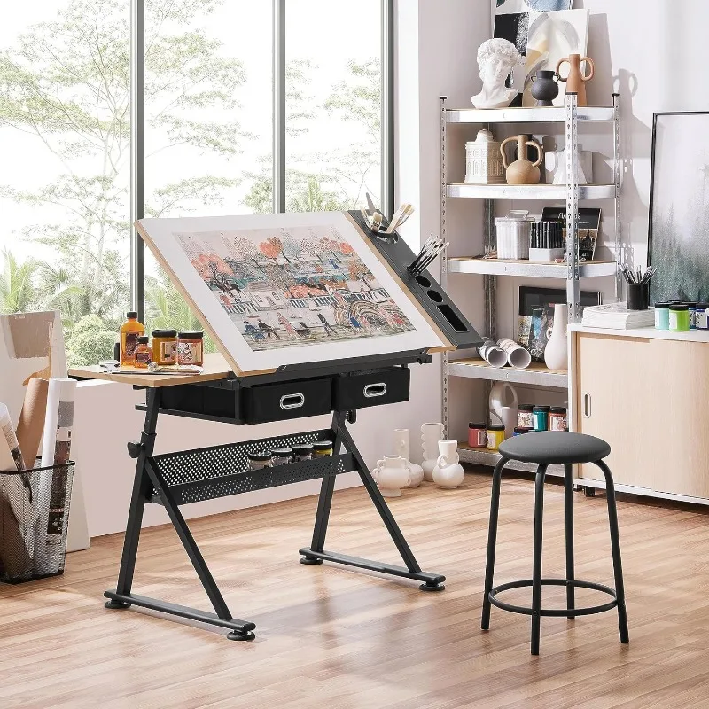 Height Adjustable Drafting Table Drawing Table Artist Desk Tilting Tabletop Art Craft Desk Watercolor Paintings Sketch