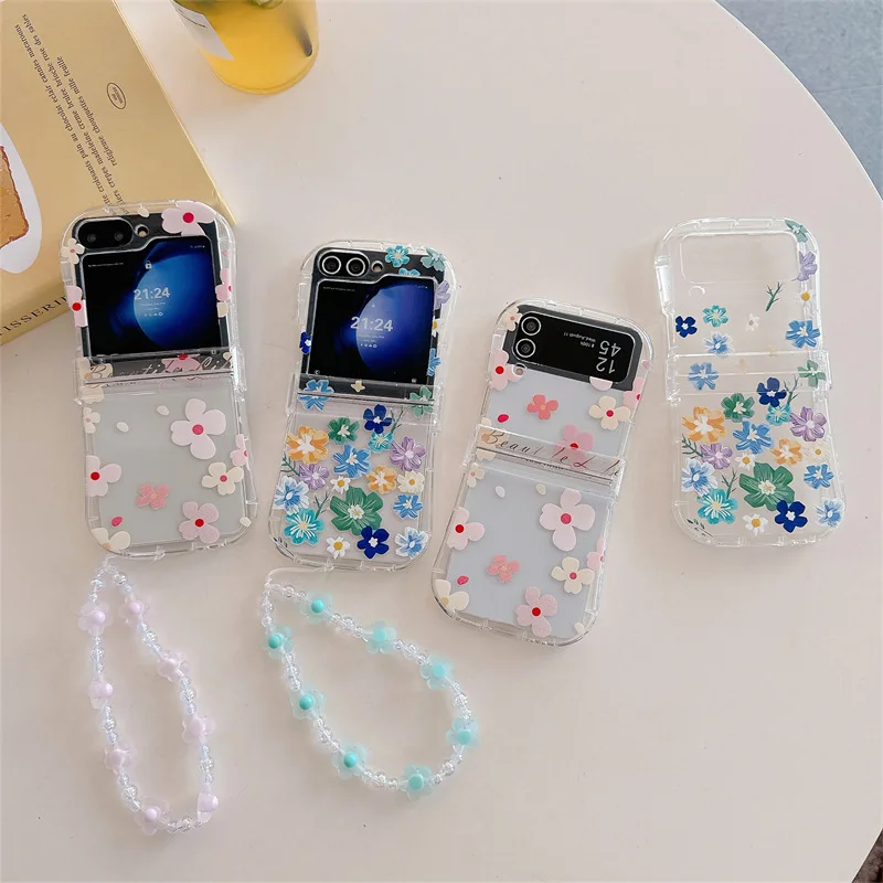 

Transparent Little Waist Flower for Samsung Galaxy Z Flip 7 6 5 4 Protective Back Cover for ZFlip5 ZFlip6 ZFlip7 Case Shell