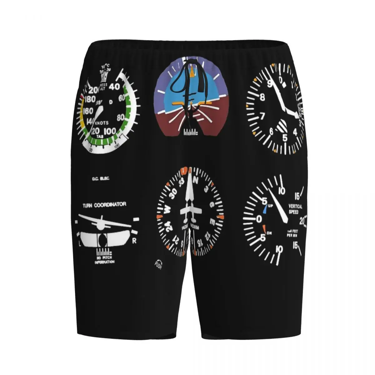 

Мужские пижамные шорты/брюки для сна и отдыха с дизайном «Кабина пилота» и шестью циферблатами, имитирующими авиасимулятор