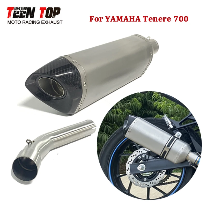 Escape antideslizante para Yamaha Tenere700, codo de escape Tenere 700, silenciador de escape, conexión de tubo medio, codo de 51mm, tapa de fibra de carbono