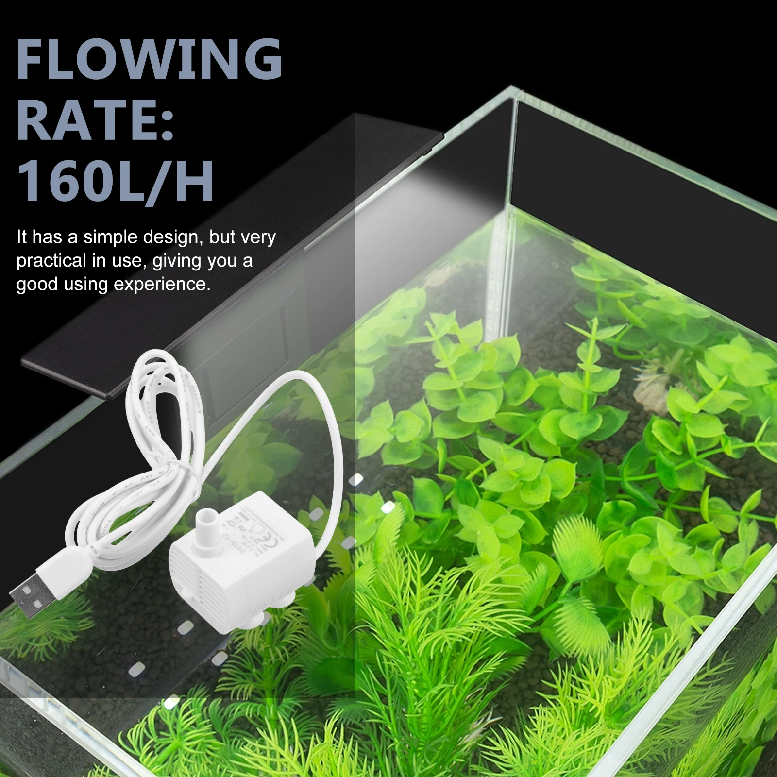

Mini Submersible Pump White Small Water Rechargeable Hydroponic Fish Tank Aquarium Pond Fountain Filter Kit Wear Resistance Safe