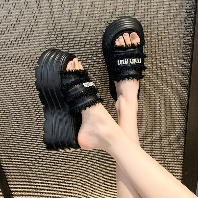 

Women's Fashion Slippers Soft Non-slip Platform Lightweight Summer Send High Point Outside Sandals High-heeled Thick-soled Shoes