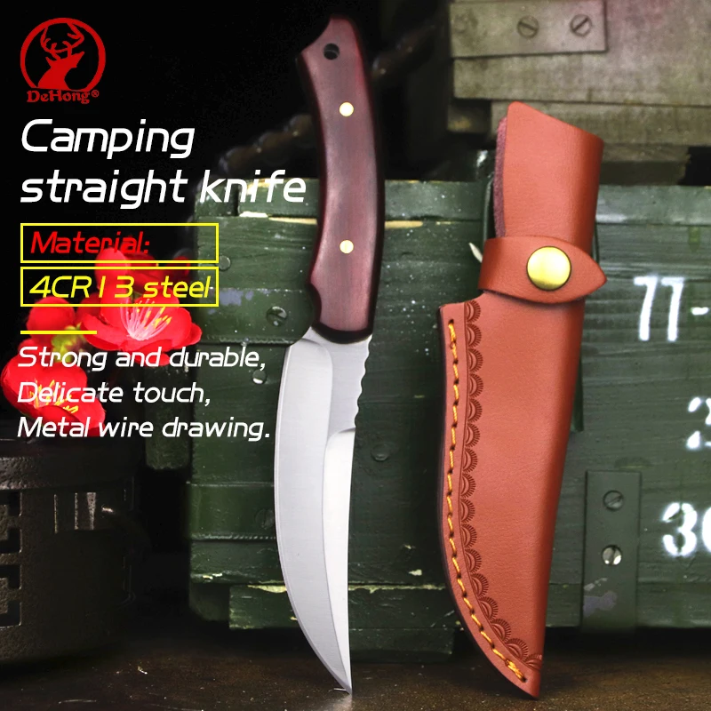 

4CR13 Steel outdoor sharp tactical knife Wilderness survival self-defense knife rosewood integrated steel portable knife