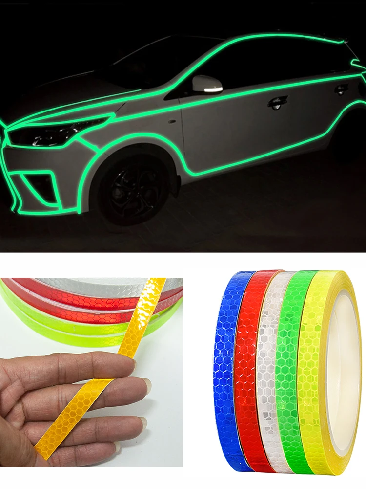 AliExpress kosero 1cm*20/10/8/5m Reflective Tapes Reflectors Warning Tape Night Safety Sticker White Red Orange Green For Bicycle Car