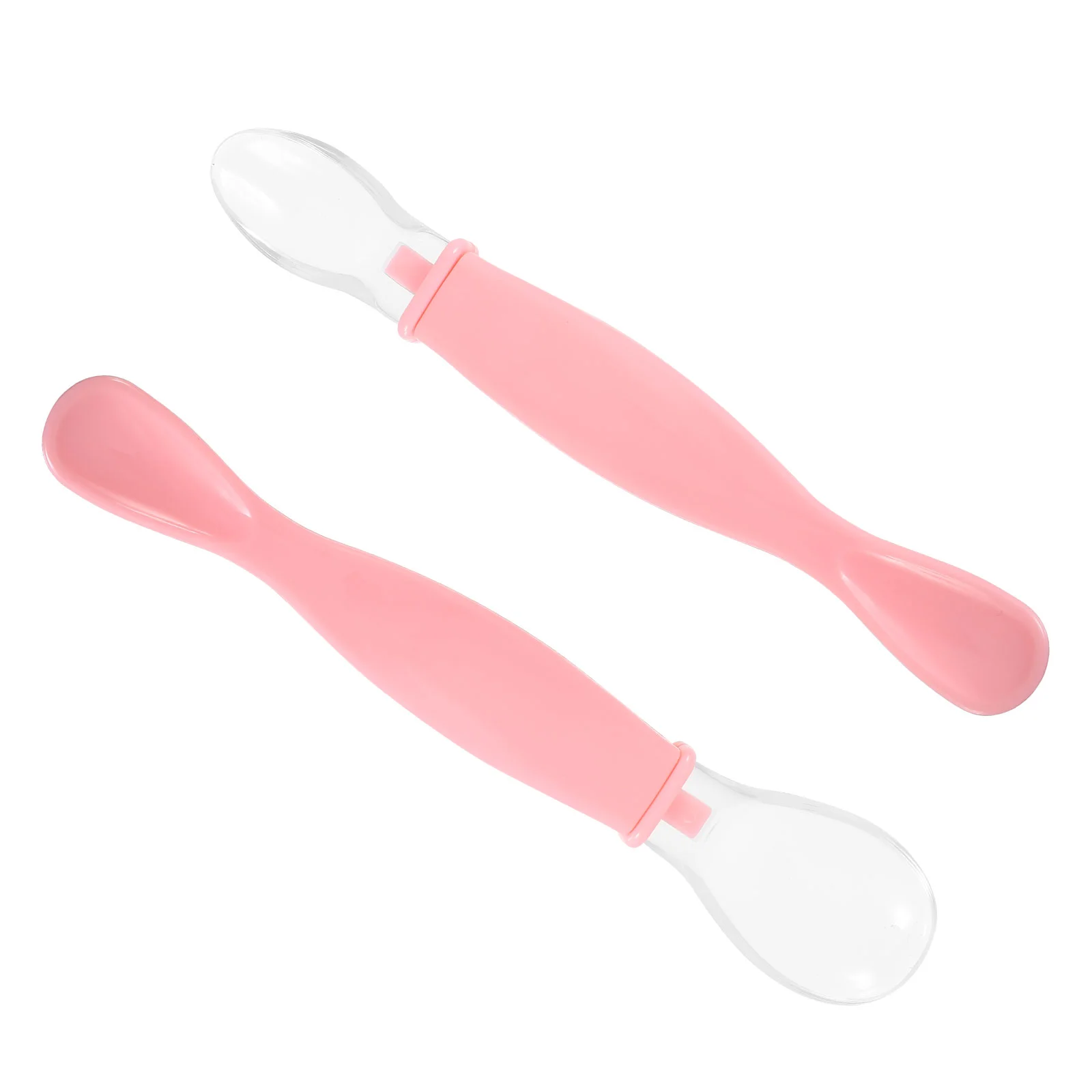 2 Pcs Spoon Baby Self Feeding Infant Weaning Soft-tip Spoons Kids Cutlery Portable