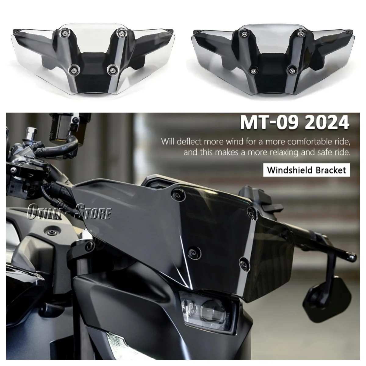 

For YAMAHA MT09 Motorcycle Acrylic Wind Deflectors Front Windshield Cover