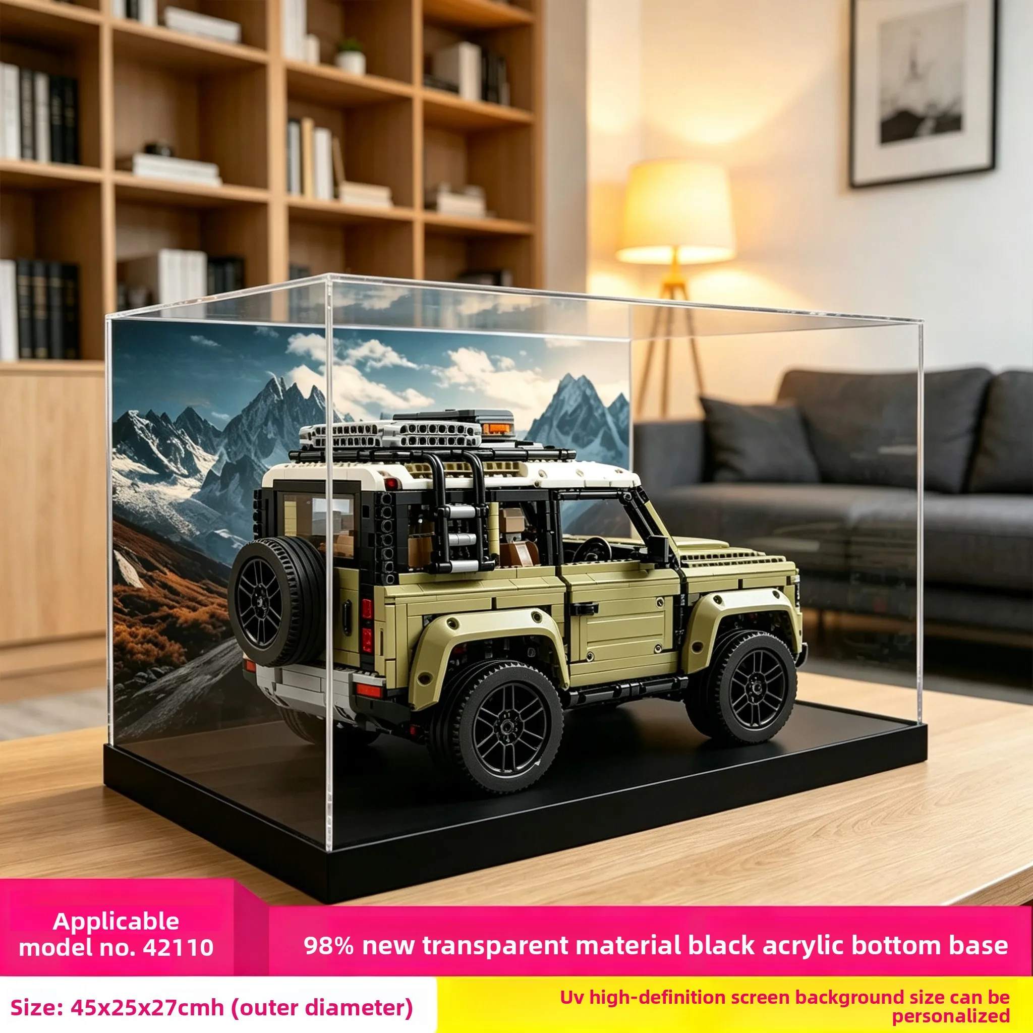 For LEGO 42110 Land Rover Defender Premium Acrylic Display Case, Crystal Clear Dustproof Showcase for Building Blocks Model