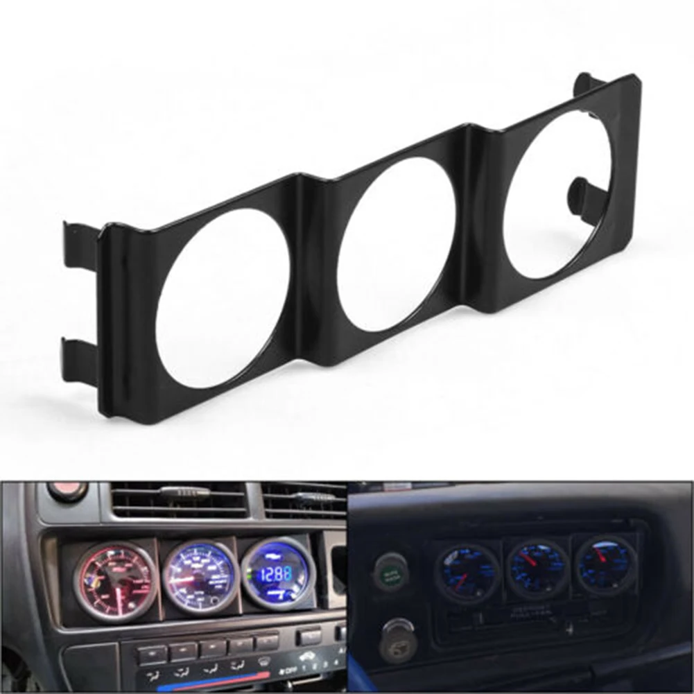 

Bracket Gauge Holder Analog Digital Black Car Triple Dashboard Parts Pod Panel Radio Slot Standard TBQ102259-BK