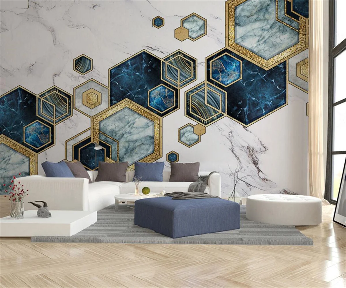 Customized Size Wallpaper Modern Luxury Abstract Geometric Marble Pattern Mural Abstract Geometric Pattern Background wallpaper