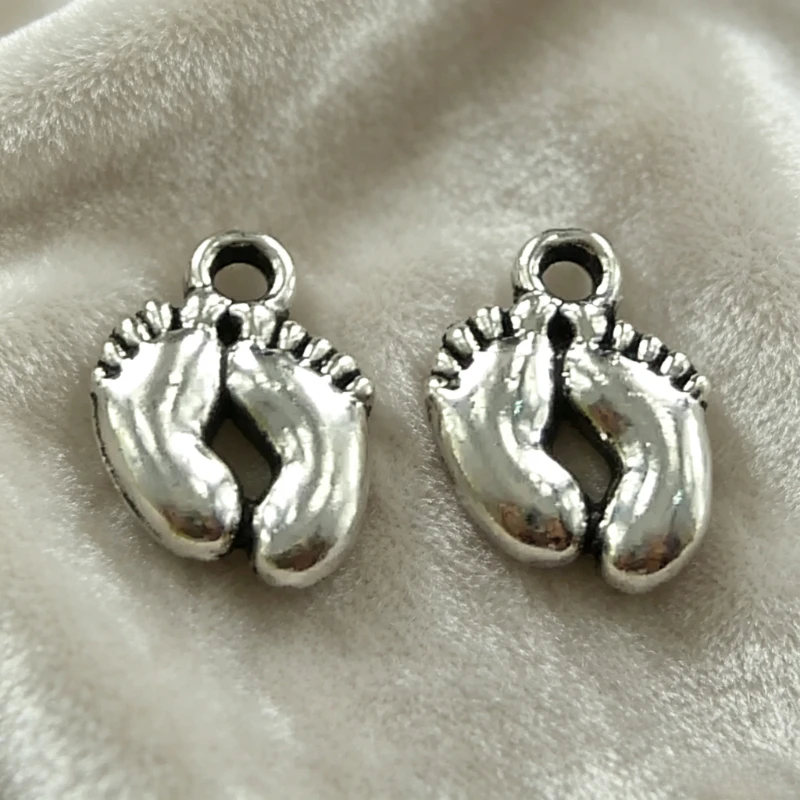 400 Stück antiksilberfarbene Fußanhänger, 14 x 10 mm, DIY-Armbänder, Schmuckherstellung # 3600 – Detail 5