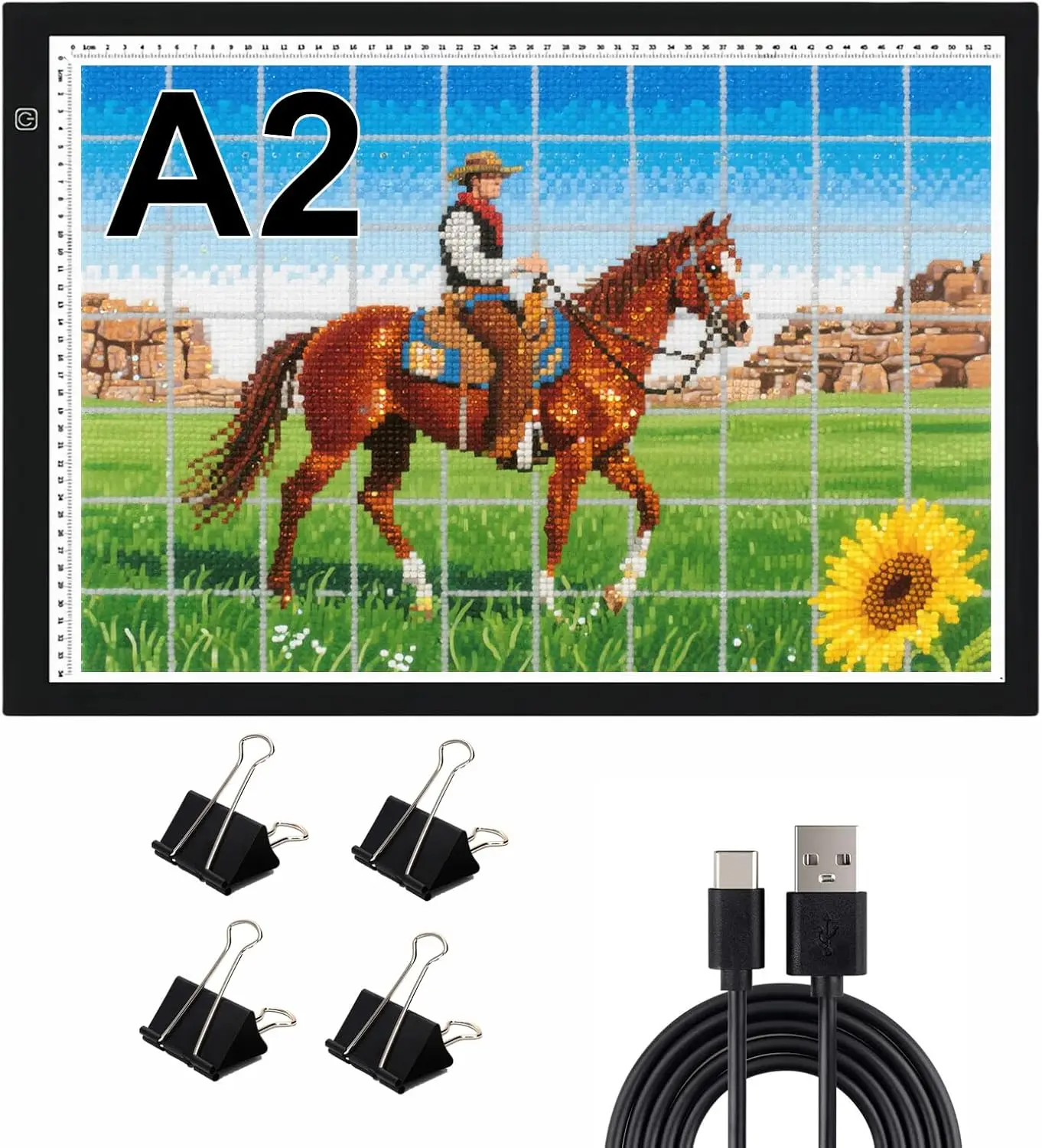 

Светодиодный планшет A2 Extra Large для алмазной мозаики, скетчинга, рисования - регулируемая яркость, питание от USB, световой бокс для творчества