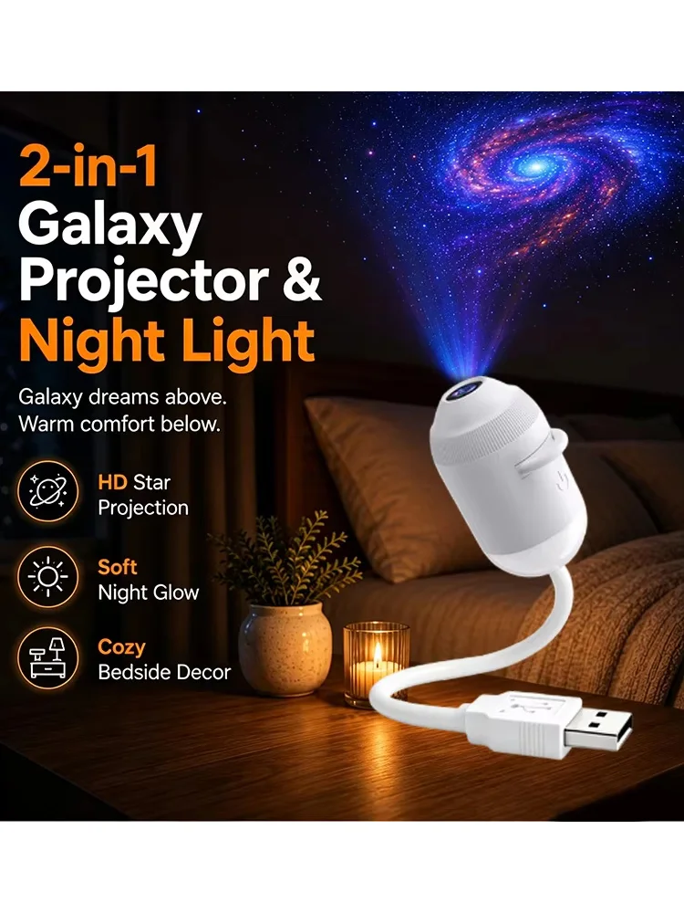 Inteligentny dynamiczny projektor nocny HD 5D z efektem hologramu, 2-w-1 HD Plug and Play projektor galaktyki, przenośny projektor nocny. — 2