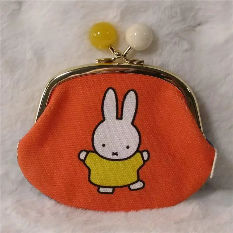 Miffy coelho kawaii dos desenhos animados moeda carteira bonito anime saco de armazenamento de maquiagem doce pequeno requintado saco portátil presente para meninas