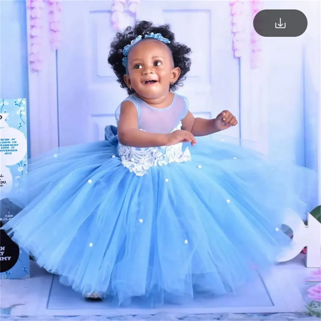 꽃의 소녀 드레스 샴페인 반팔 공주 우아한 아플리케 소녀 생일 파티 드레스를위한 첫 성찬식 가운